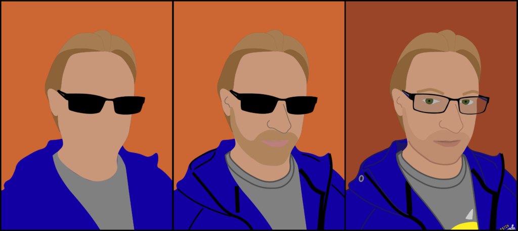Comparison of Major Stages of Completion for Vector Art Self Portrait